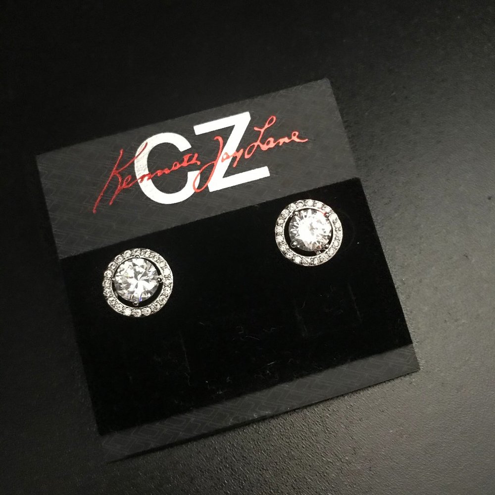 Kenneth Jay Lane Round Floating Stud Earrings